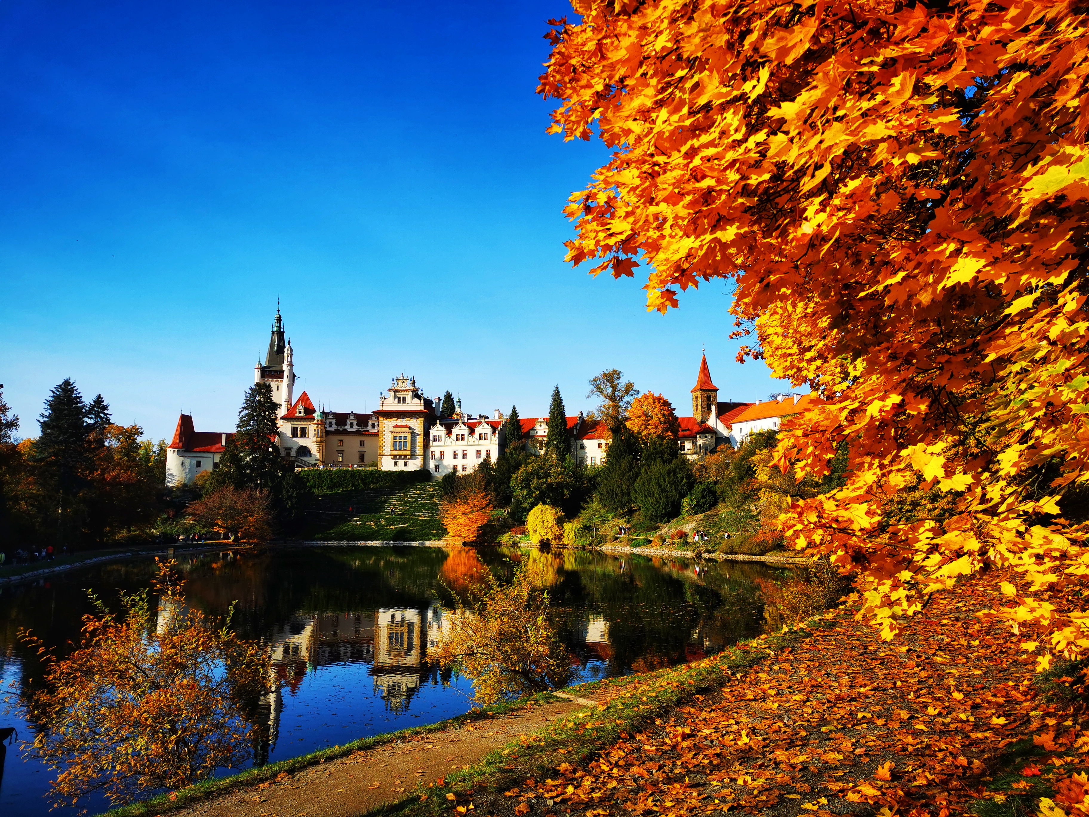 The Průhonice Park along with Průhonice Castle are a Czech National Historic Landmark and a UNESCO World Heritage site.