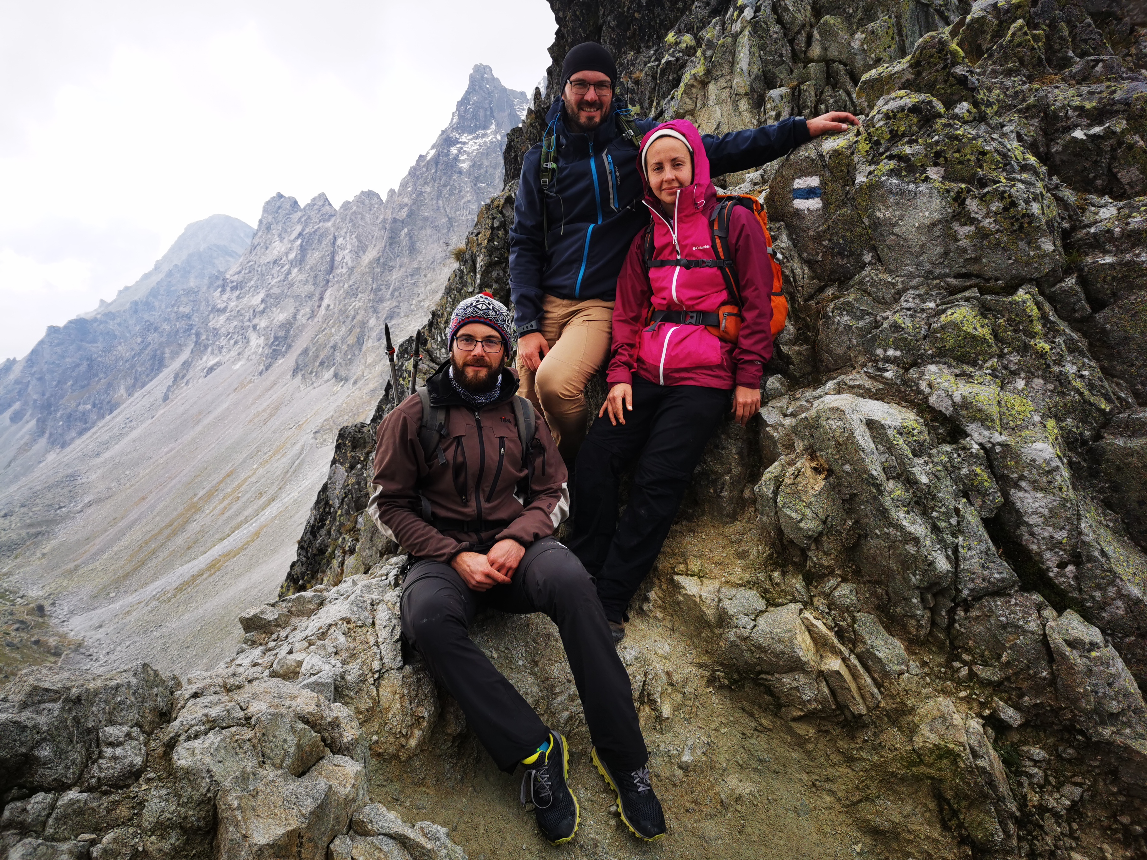 Andrej, Michal and Yuliya at the mountain pass Prielom (2290 m).