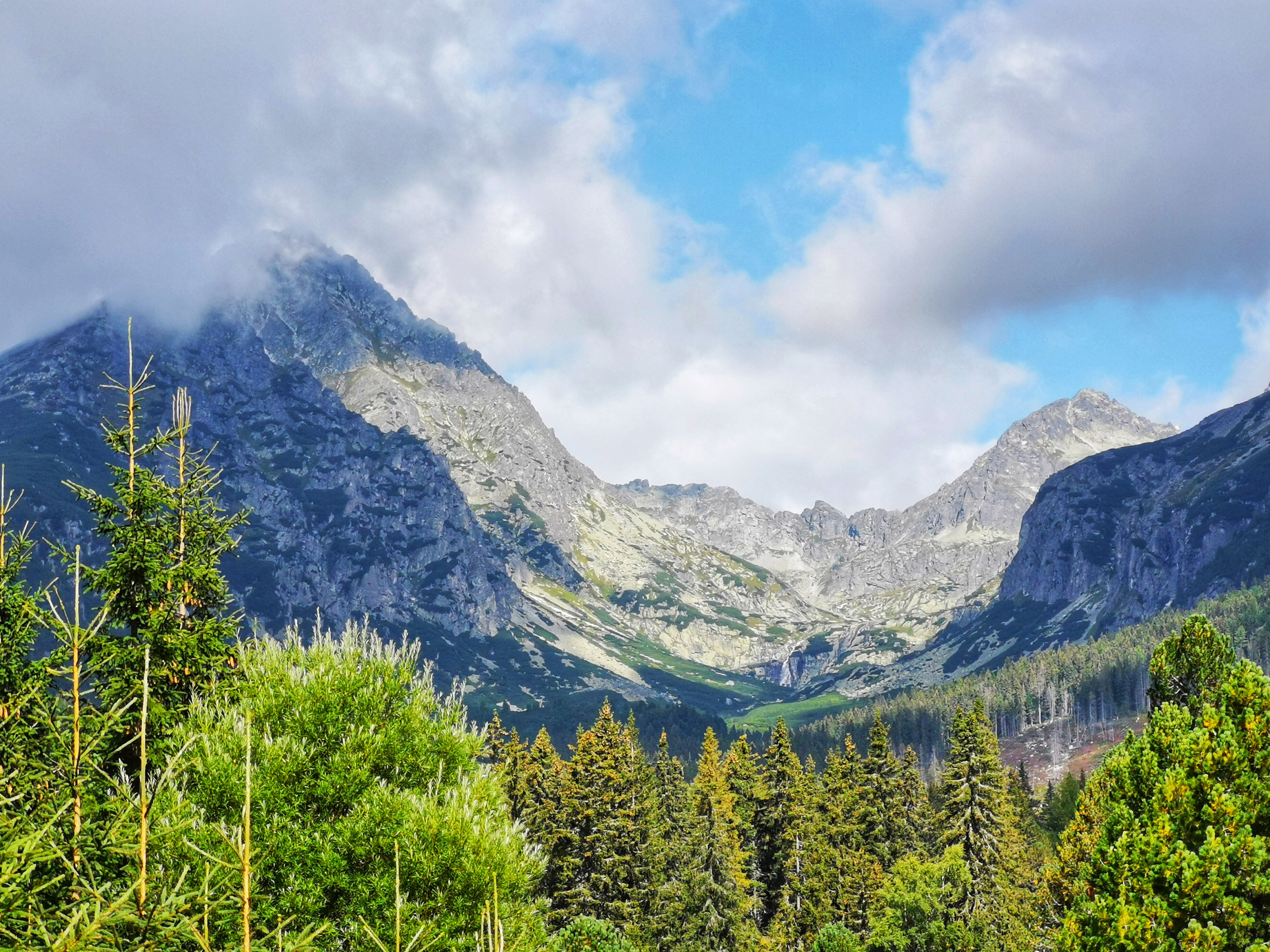 The valley of Mlynická dolina as seen from the town of Vysoké Tatry.