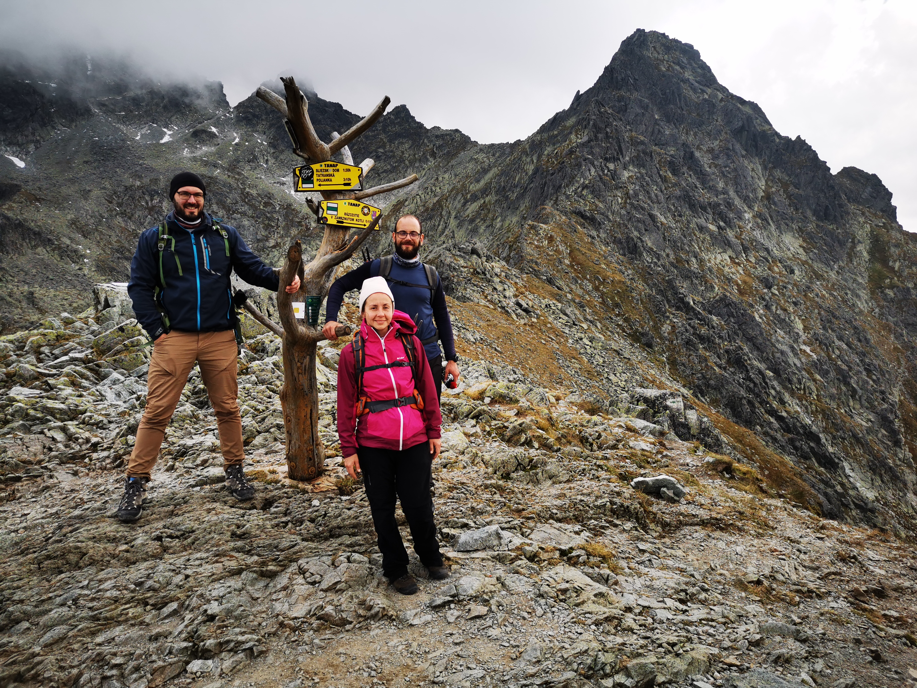 Andrej, Michal and Yuliya at Poľský hrebeň (2200 m)